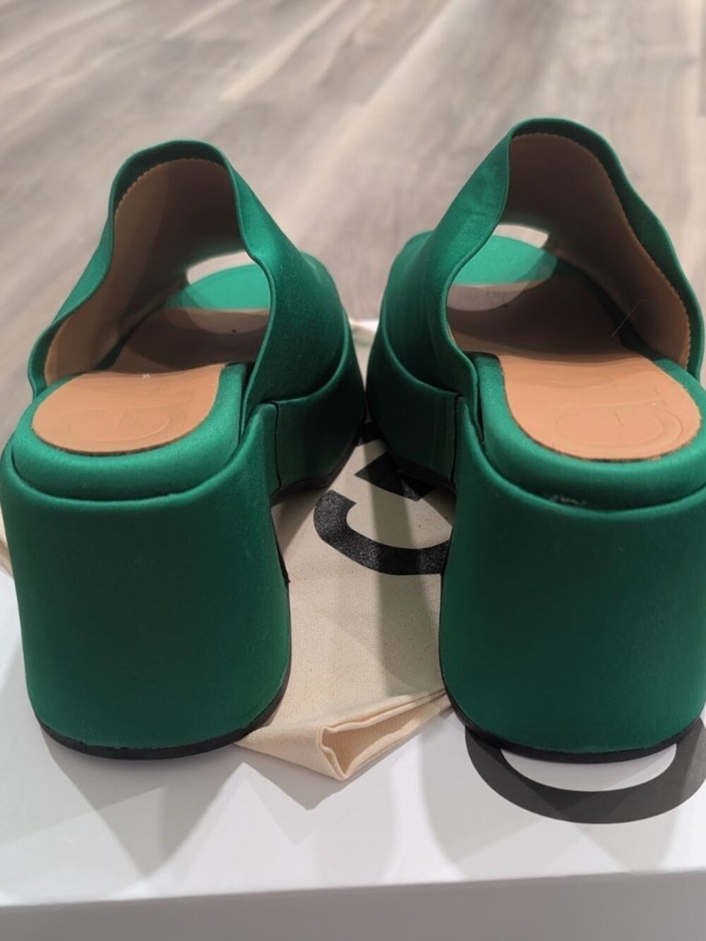 GANNI | Retro Satin Platform Wedge Mule In Kelly Green EU 38 - Picture 4 of 9